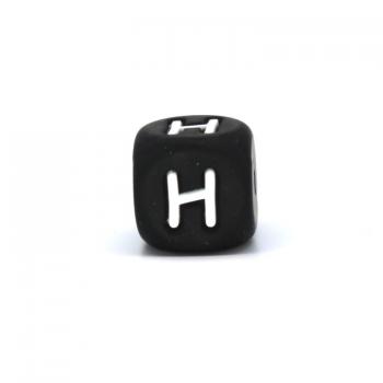 Silikon Buchstabenperle | 12mm | Schwarz | H