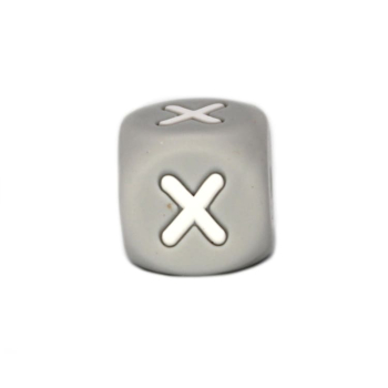 Silikon Buchstabenperle 10mm | Grau | X