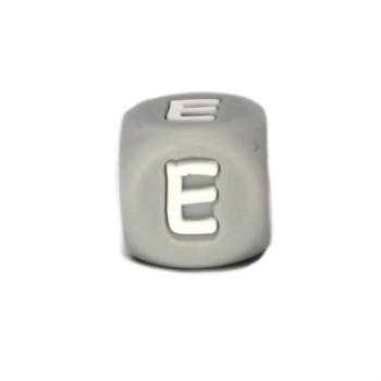Silikon Buchstabenperle 12mm | Grau | E