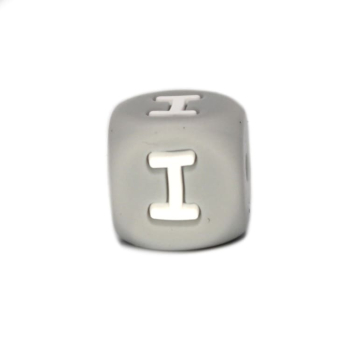 Silikon Buchstabenperle 10mm | Grau | I