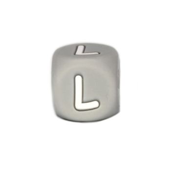 Silikon Buchstabenperle 12mm | Grau | L
