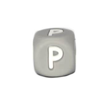 Silikon Buchstabenperle 10mm | Grau | P