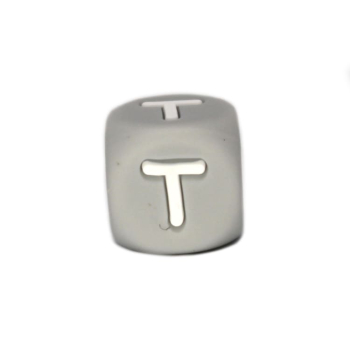 Silikon Buchstabenperle 12mm | Grau | T