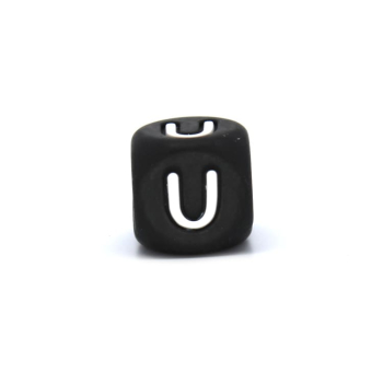 Silikon Buchstabenperle 10mm | Schwarz | U