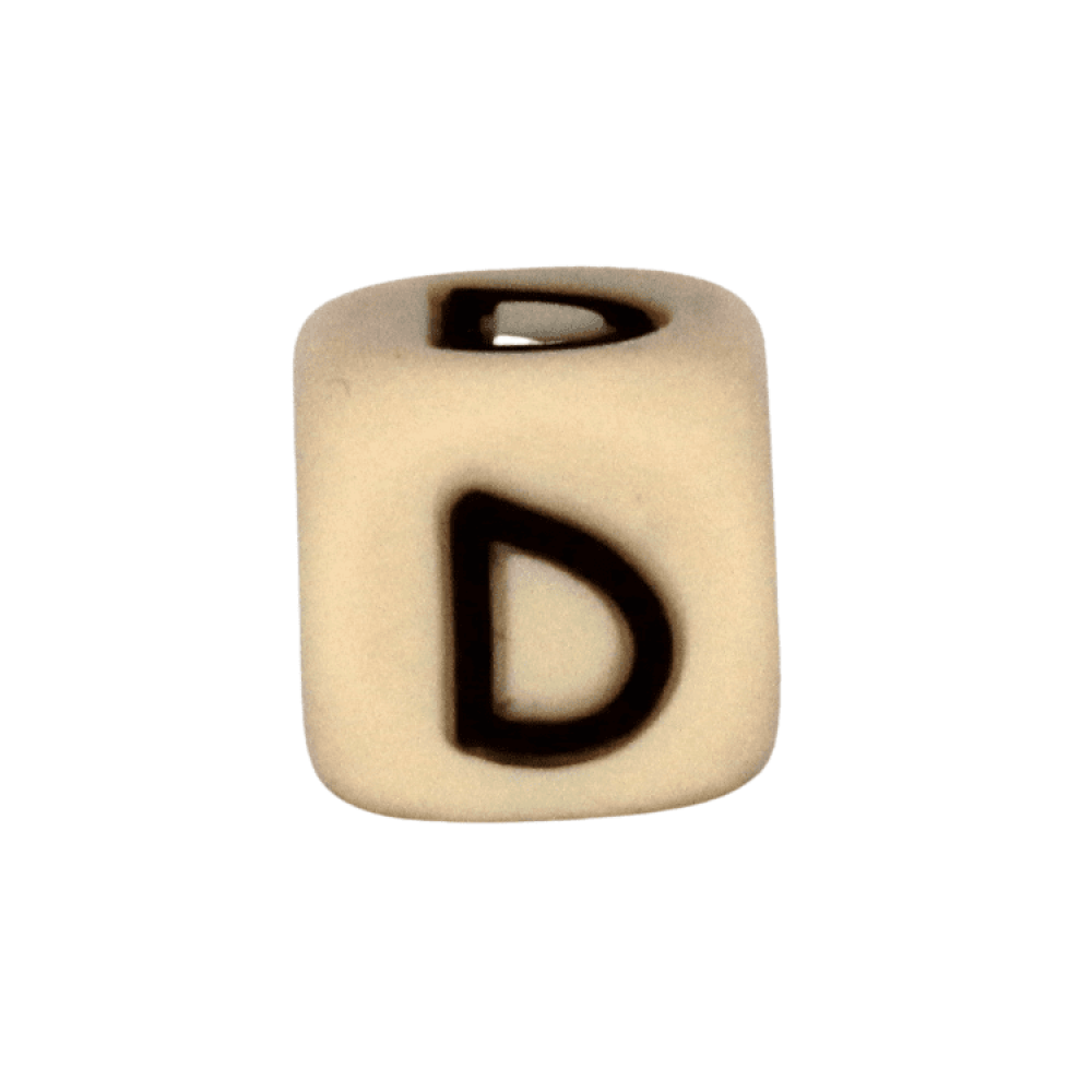 Silikon Buchstabenperle 10mm Beige | D