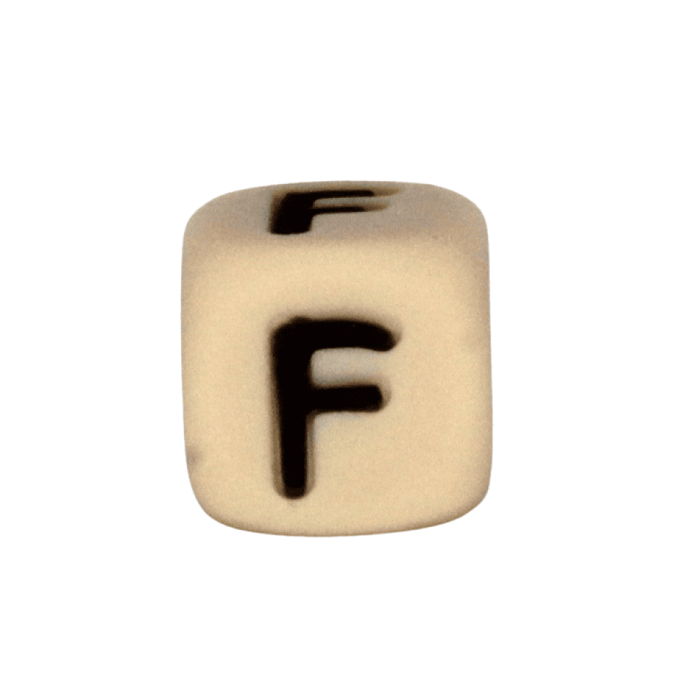 Silikon Buchstabenperle 10mm Beige | F