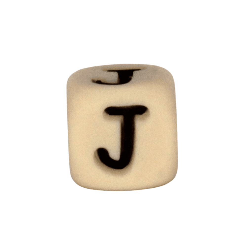 Silikon Buchstabenperle 10mm Beige | J