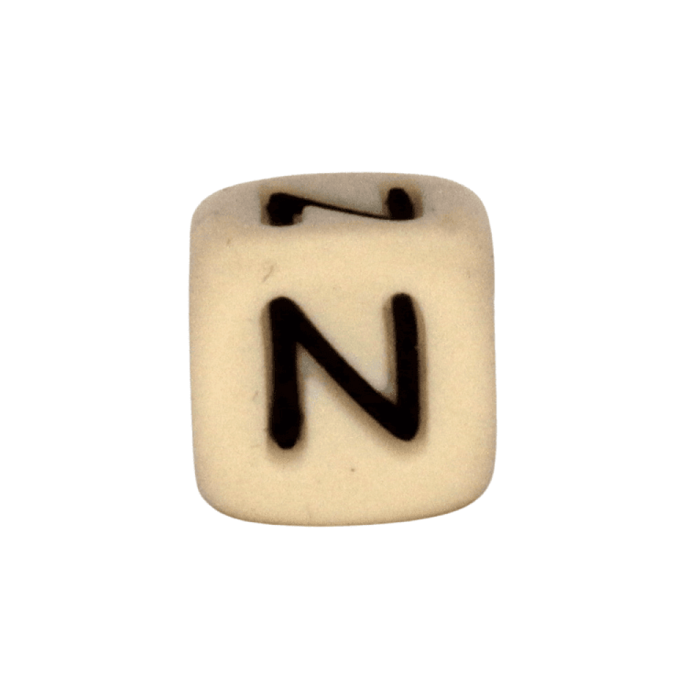 Silikon Buchstabenperle 10mm Beige | N