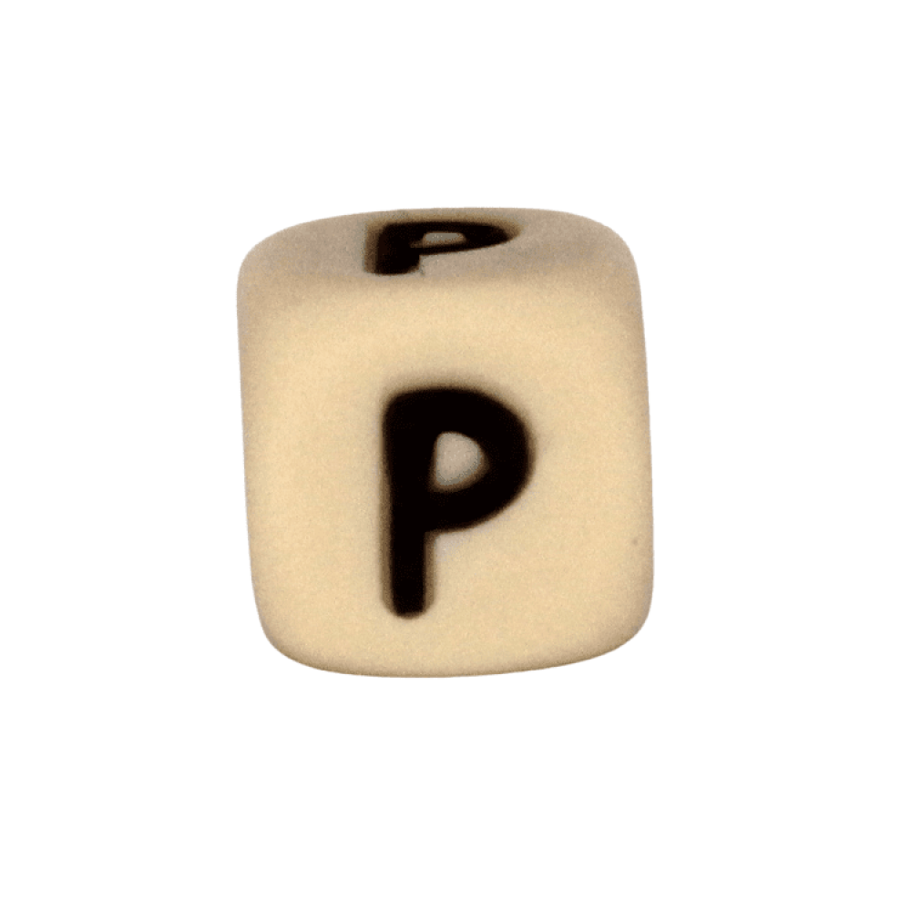 Silikon Buchstabenperle 10mm Beige | P