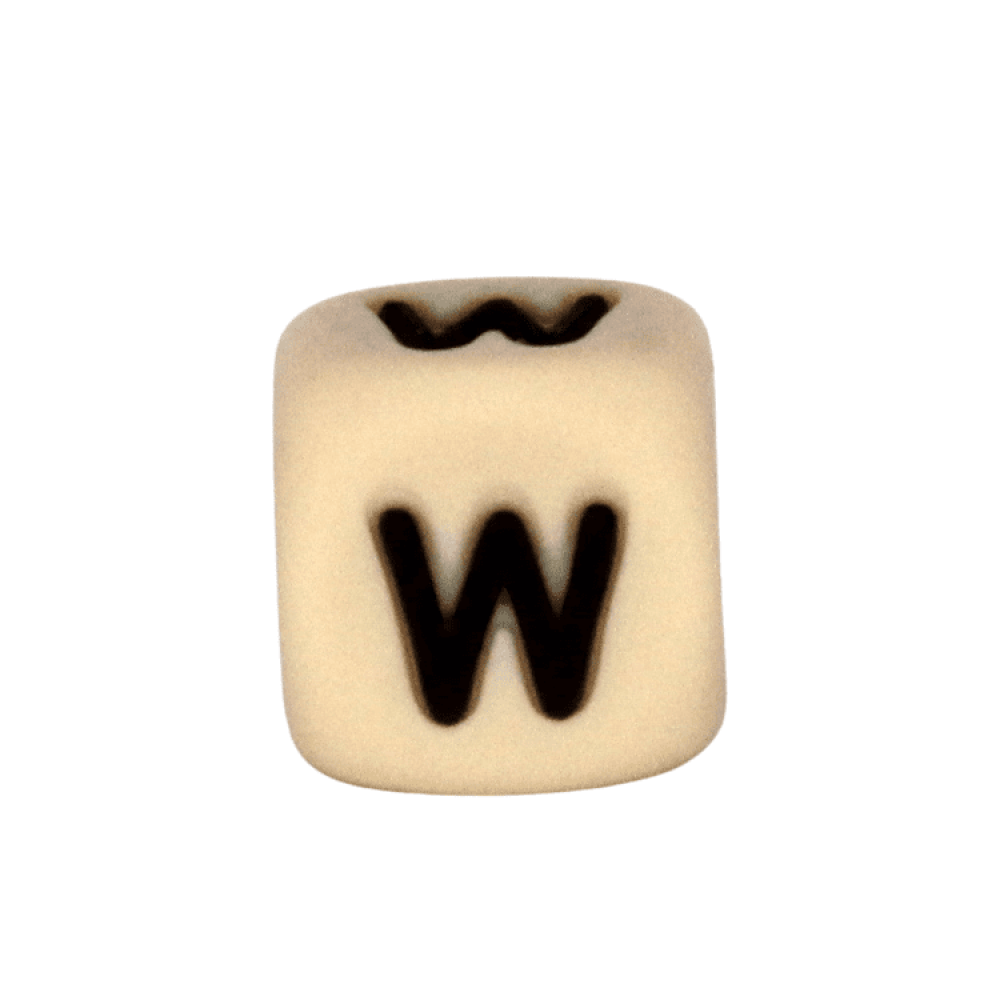 Silikon Buchstabenperle 10mm Beige | W
