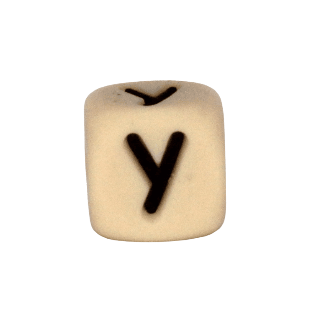 Silikon Buchstabenperle 10mm Beige | Y
