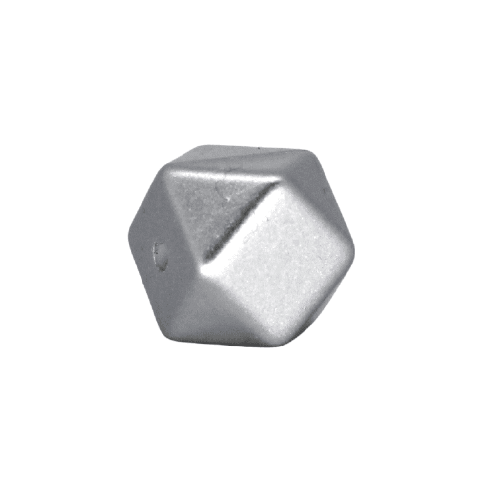 Silikon Hexagonperle 14mm | Metallic Silber