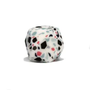 Silikon Hexagonperle | 17mm | Terrazzo - Weiß