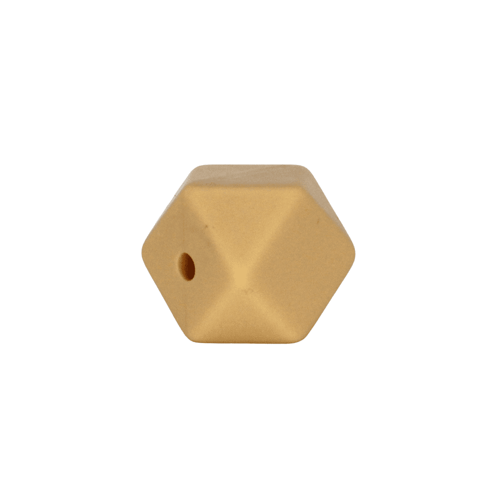 Hexagon Silikonperle 14mm "Hell Braun"