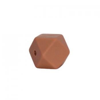 Hexagon Silikonperle 14mm "Kamel Braun"