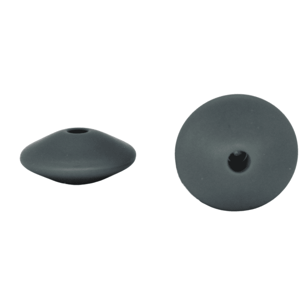 Silikon Linsenperle 15mm | Dunkel Grau