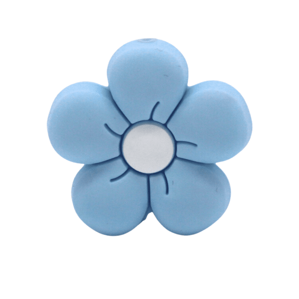 Silikon Motivperle Blümchen | Pastell Blau