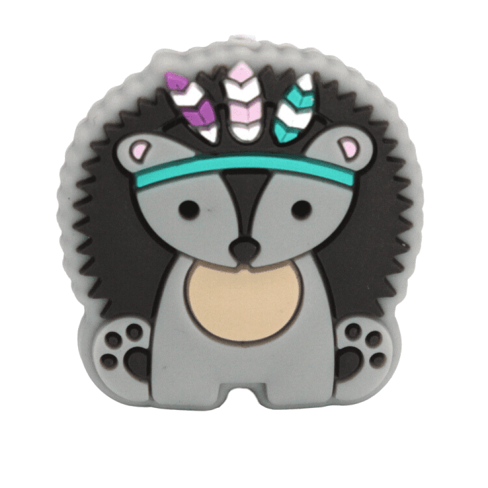 Silikon Motivperle Boho-Igel | Grau