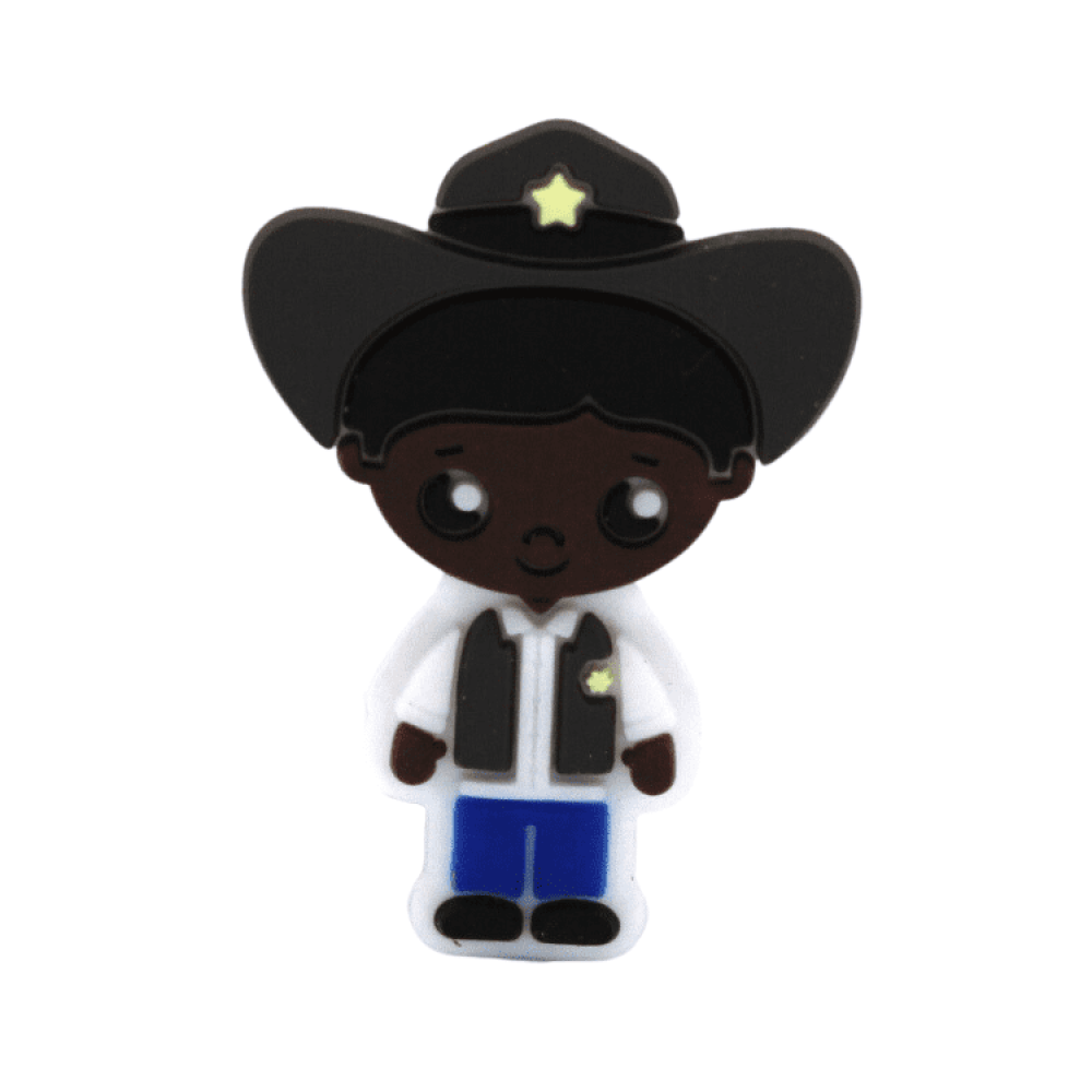 Silikon Motivperle Cowboy | Schwarze Haare
