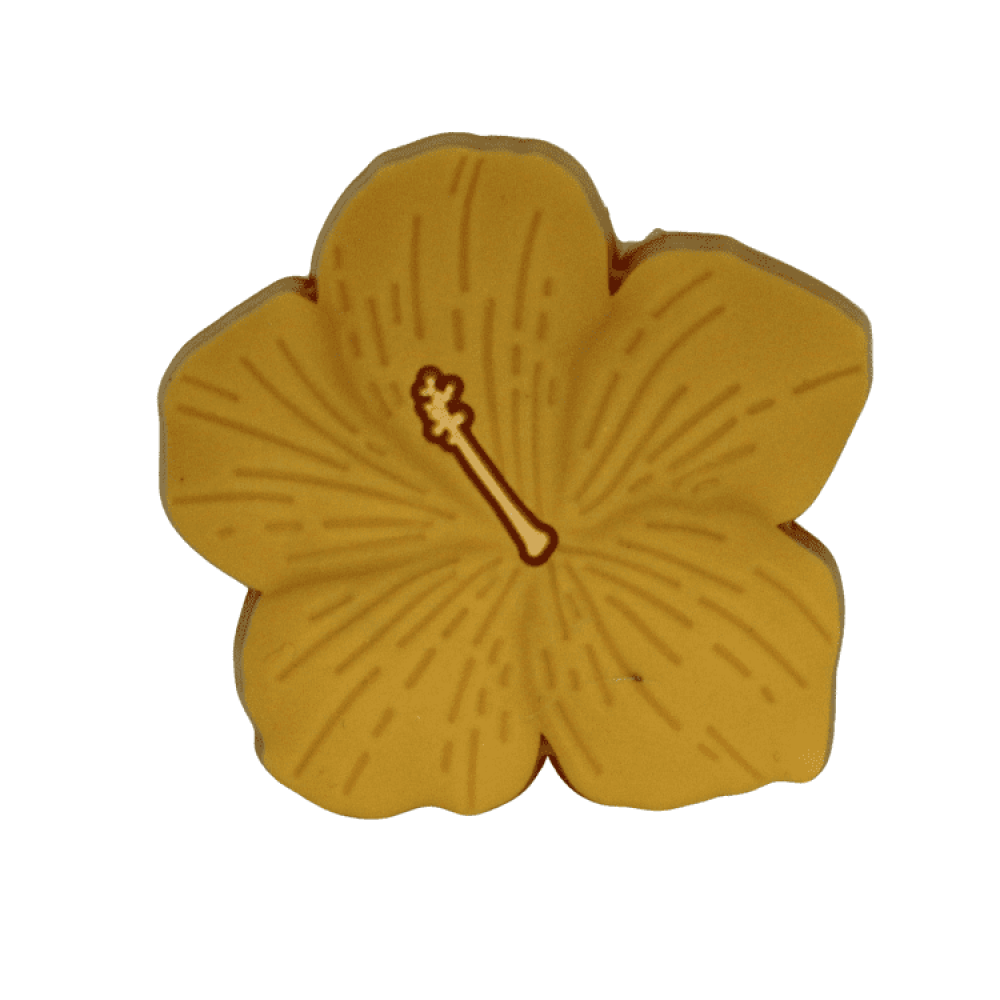 Silikon Motivperle Hibiskusblüte | Senf Gelb