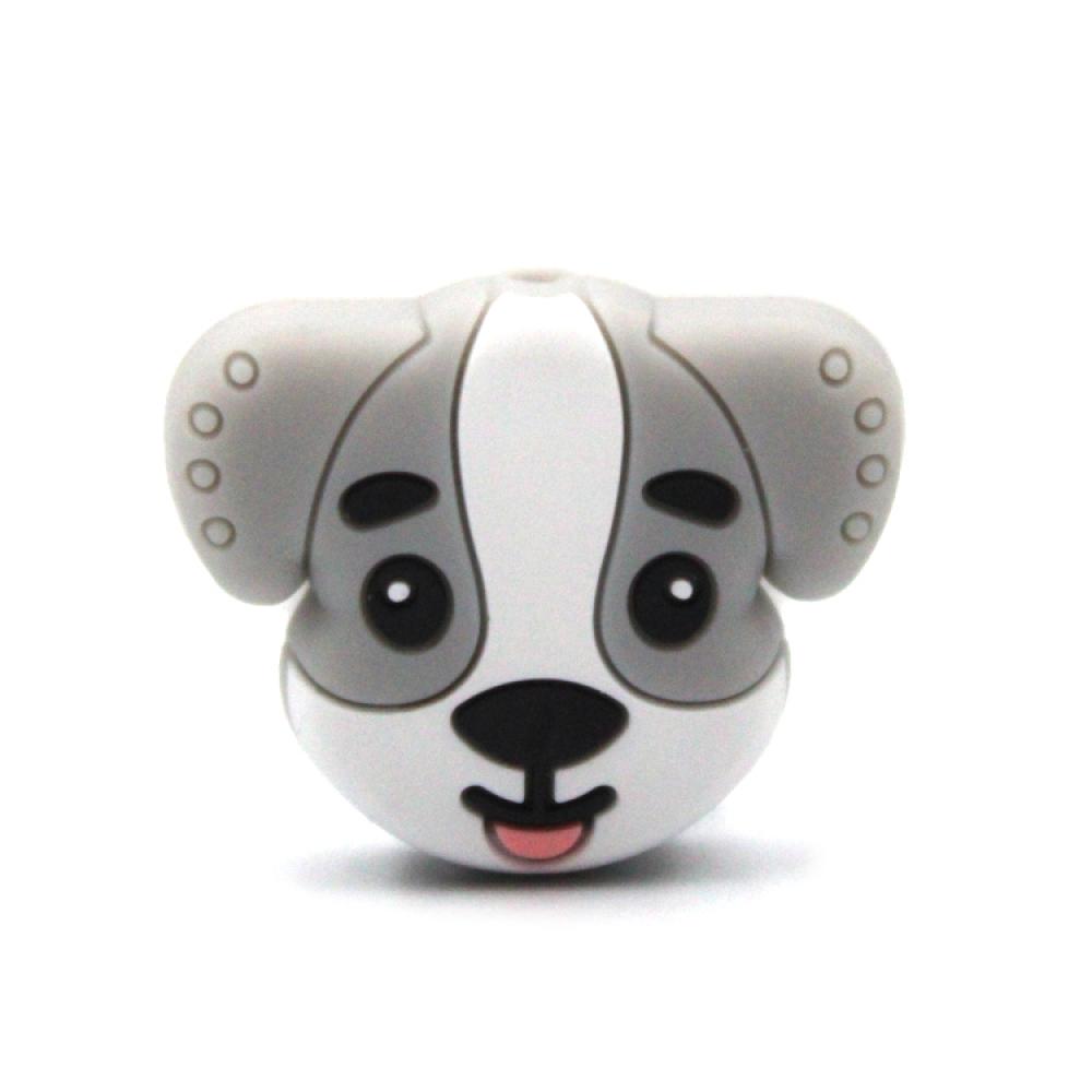 Silikon Motivperle Hundeköpfchen "Grau"