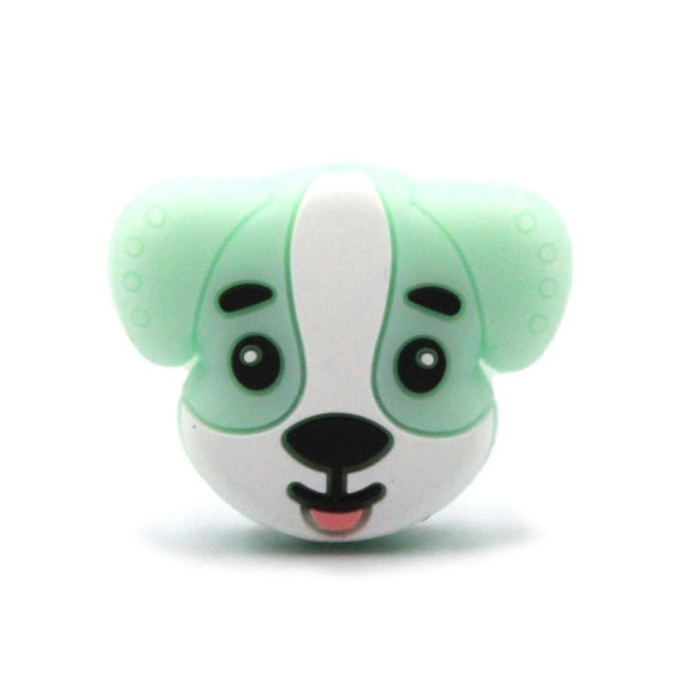 Silikon Motivperle Hundeköpfchen "Mint"
