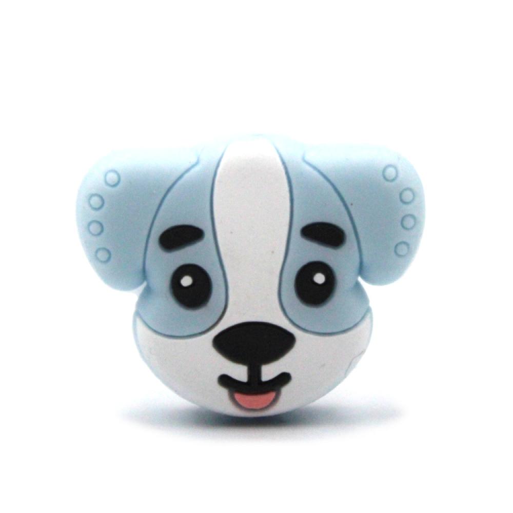 Silikon Motivperle Hundeköpfchen "Pastell Blau"