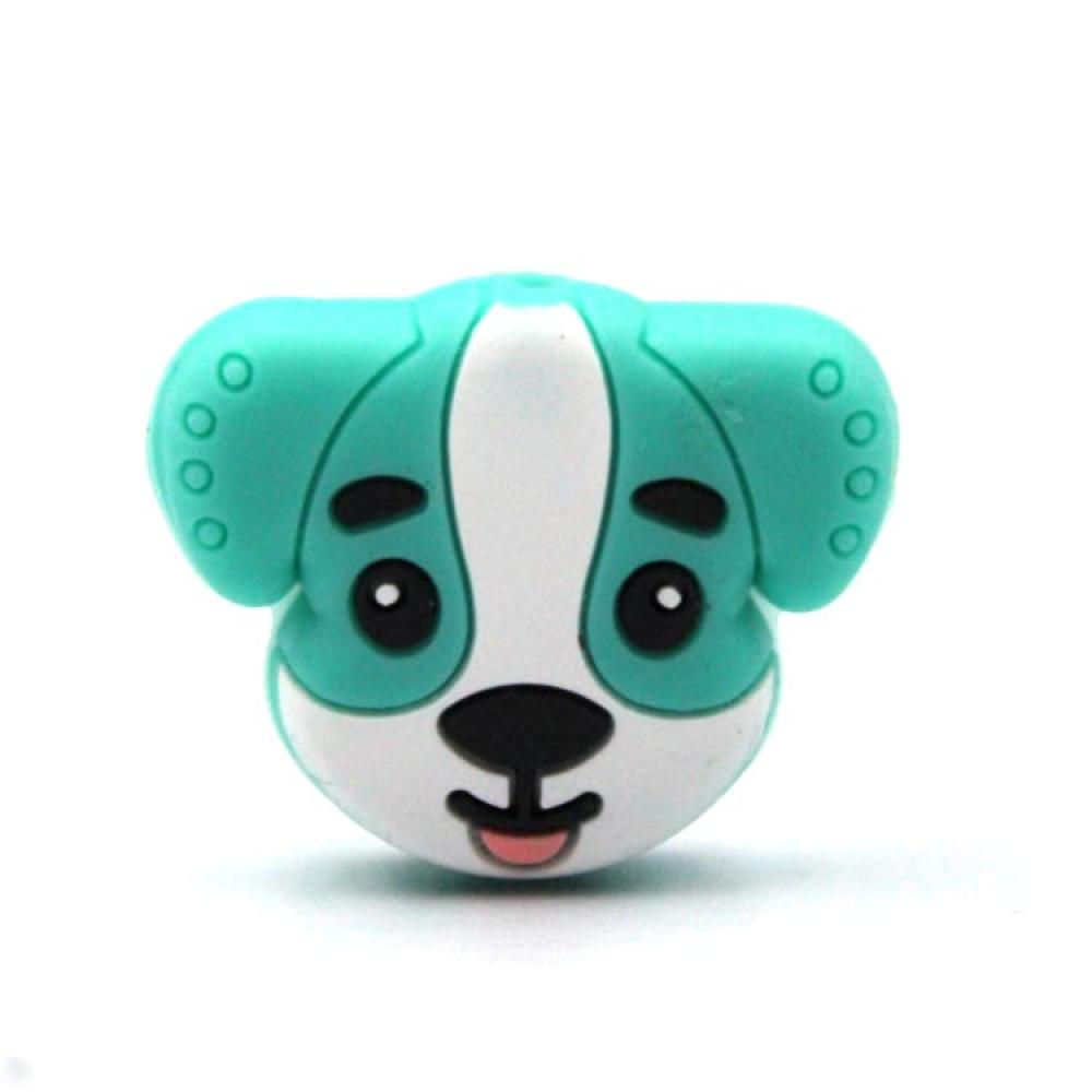 Silikon Motivperle Hundeköpfchen "Türkis"