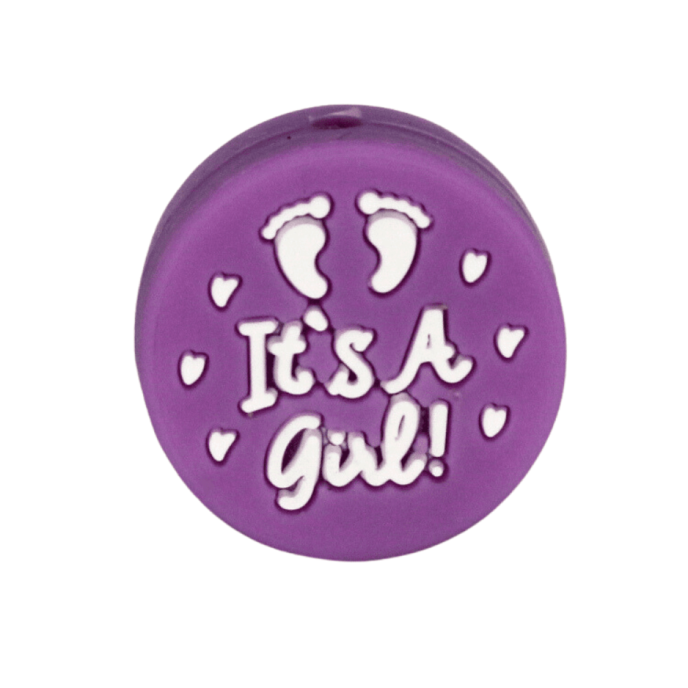 Silikon Motivperle 'It's a girl' | Medium Purple
