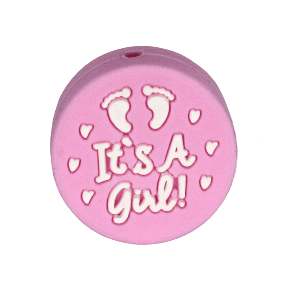 Silikon Motivperle 'It's a girl' | Zart Rosa
