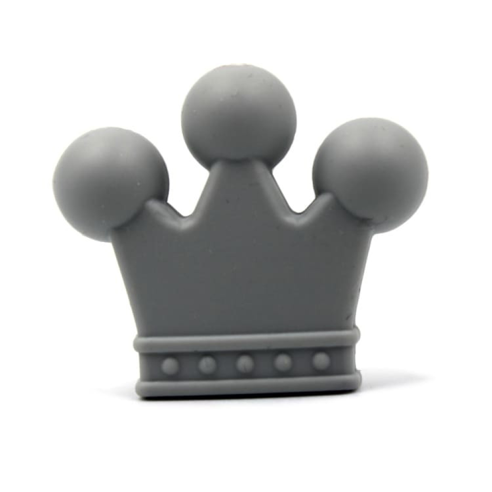 Silikon Motivperle Krönchen #1 | Dunkel Grau