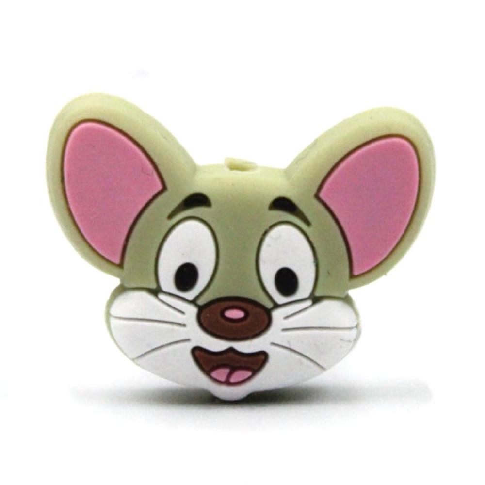 Silikon Motivperle Mausköpfchen "Army Grün"