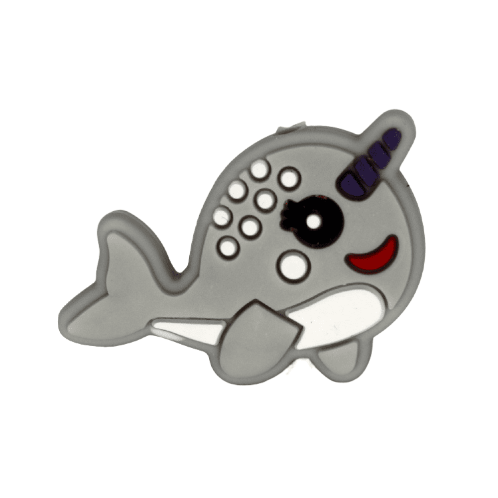 Silikon Motivperle Narwal | Hell Grau