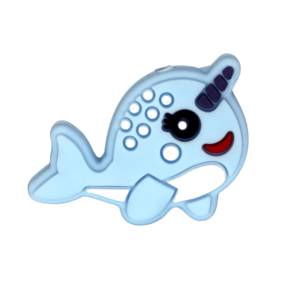 Silikon Motivperle Narwal | Pastell Blau