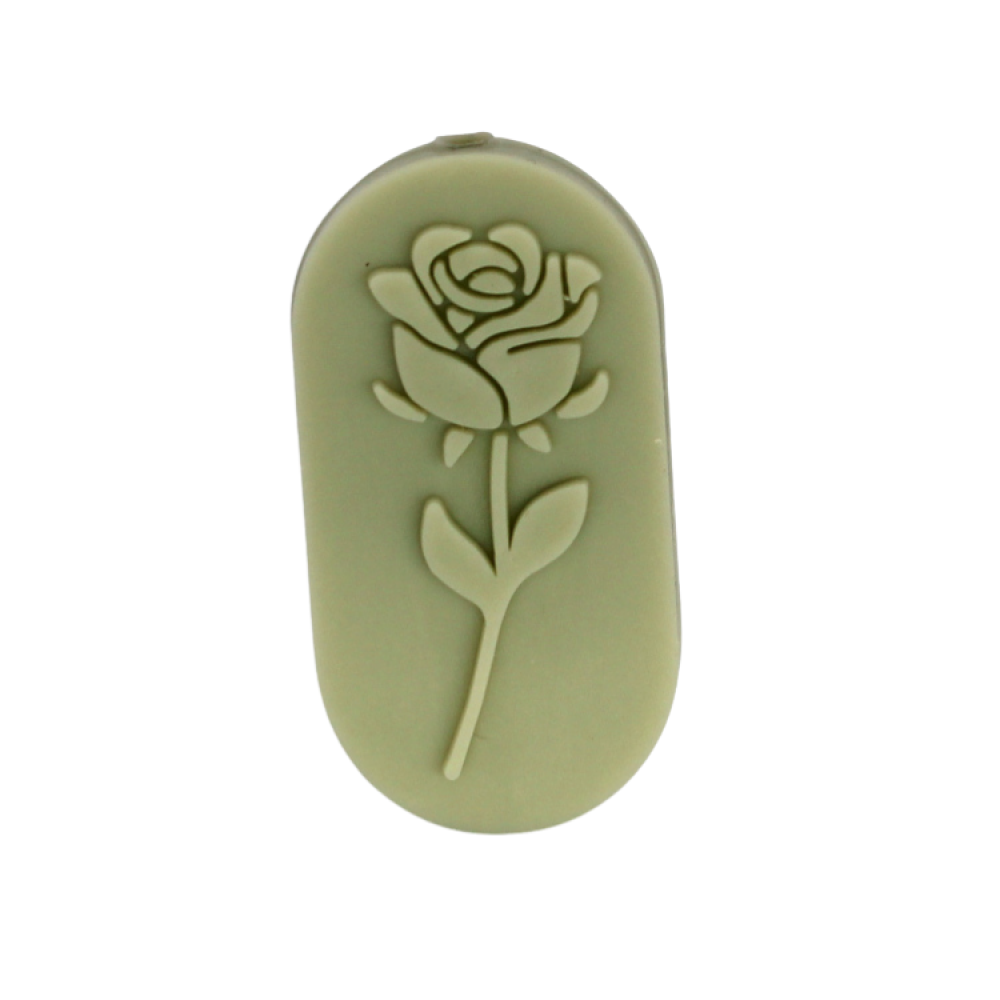 Silikon Motivperle Rose - Relief | Army Grün