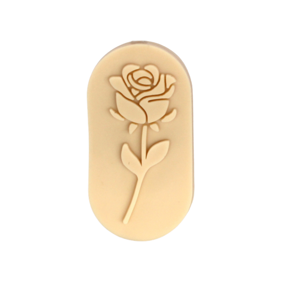Silikon Motivperle Rose - Relief | Beige