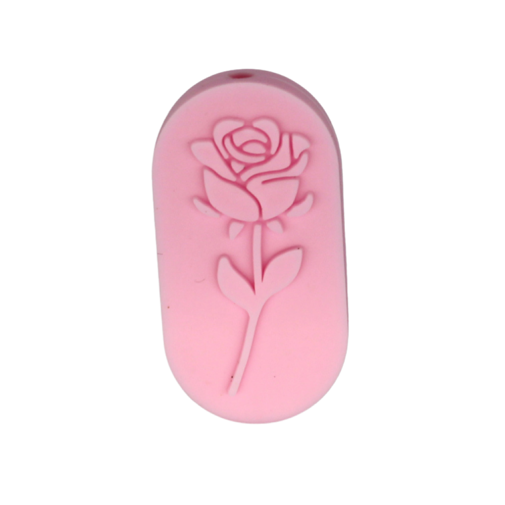 Silikon Motivperle Rose - Relief | Pastell Rosa