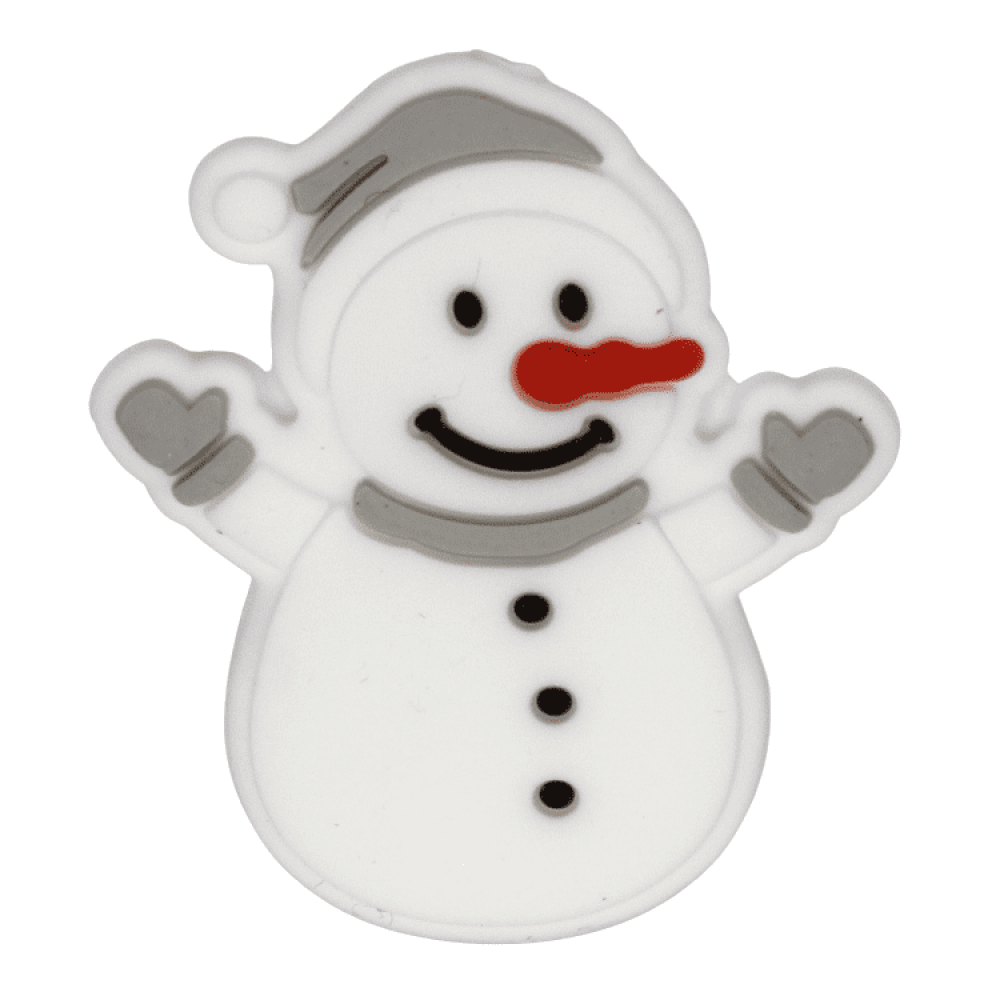 Silikon Motivperle Schneemann | Hell Grau