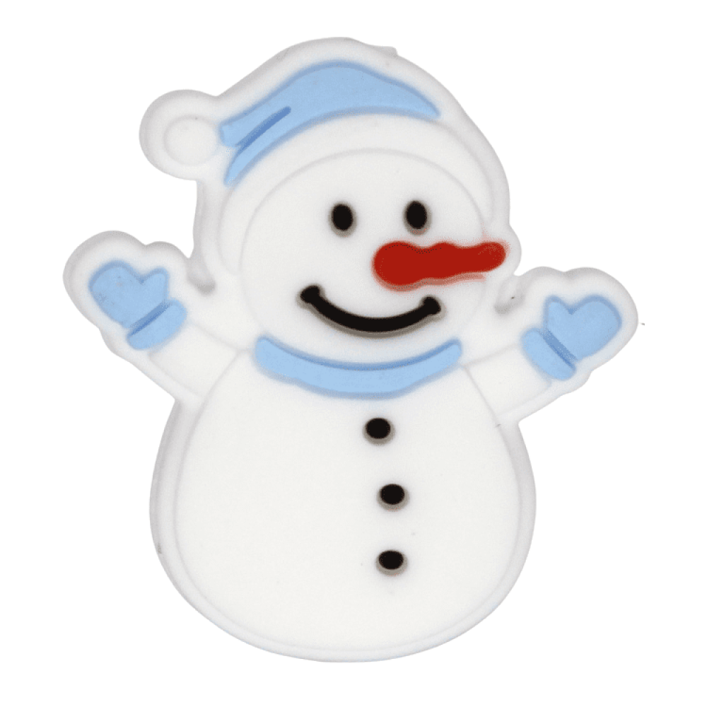 Silikon Motivperle Schneemann | Pastell Blau