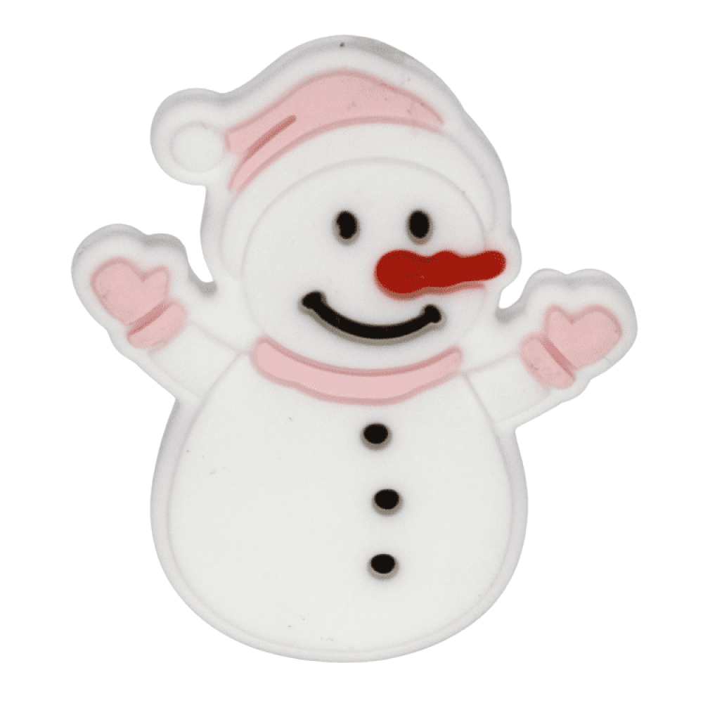 Silikon Motivperle Schneemann | Pastell Rosa