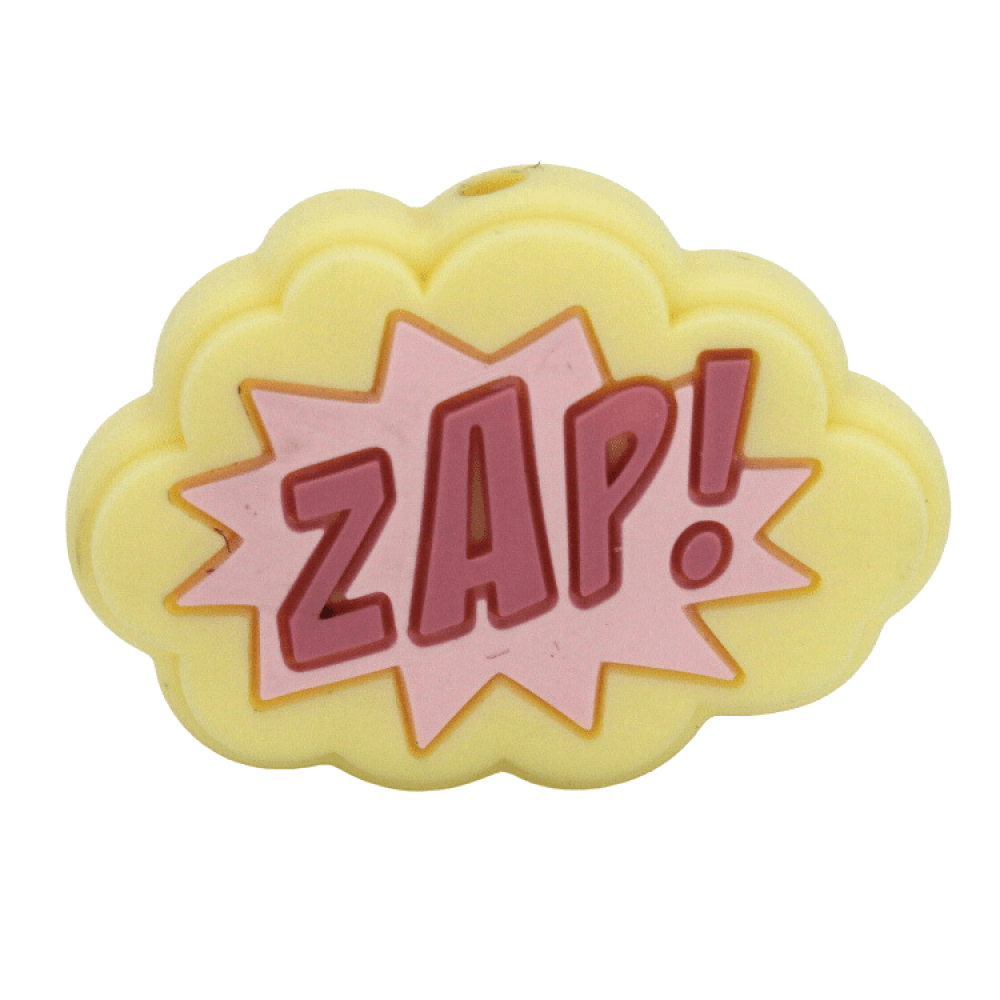 Silikon Motivperle Sprechblasen | Zap - Pastell Gelb