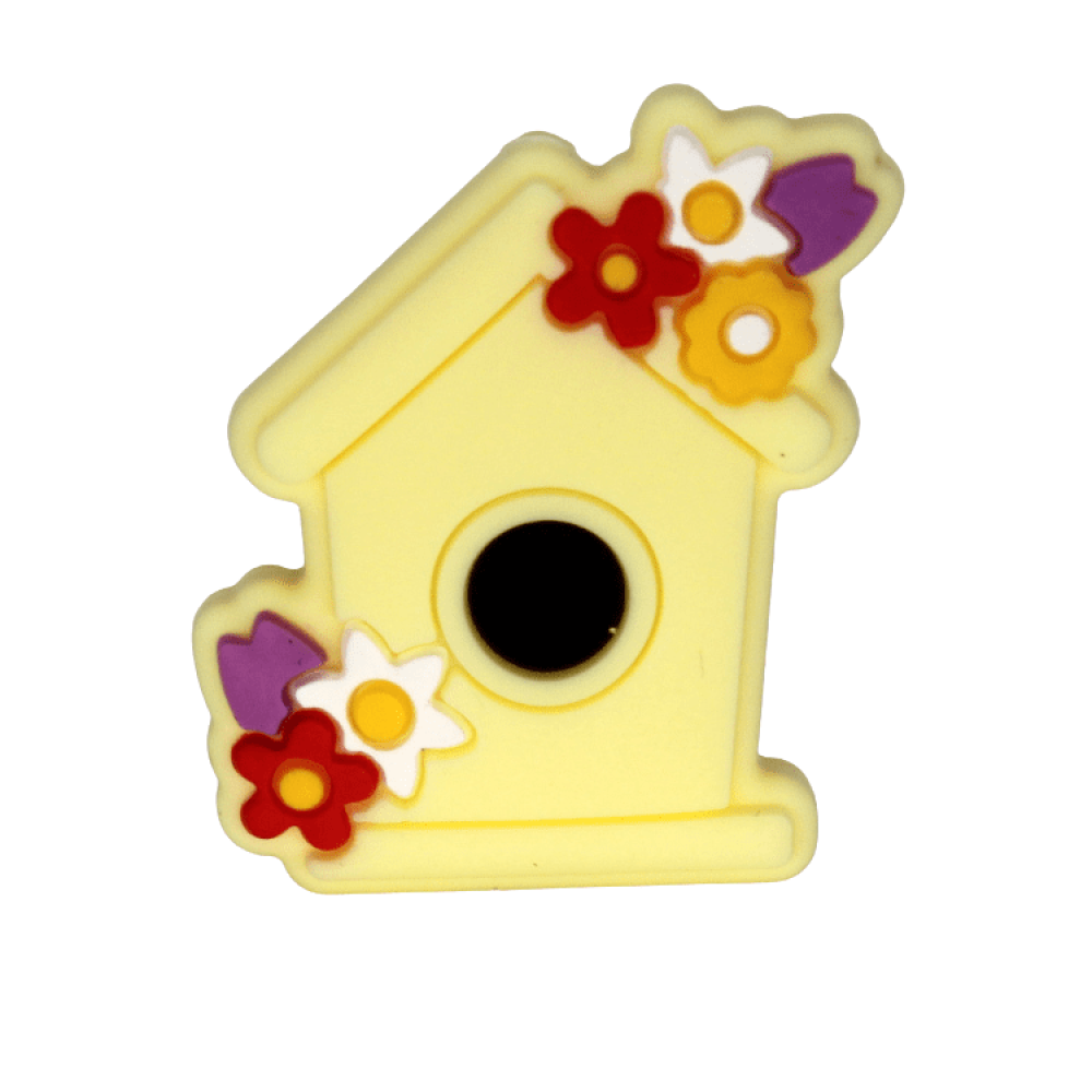 Silikon Motivperle Vogelhäuschen | Pastell Gelb