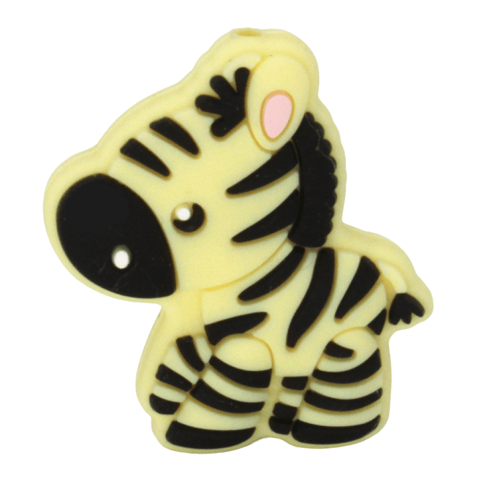 Silikon Motivperle Zebra | Pastellgelb