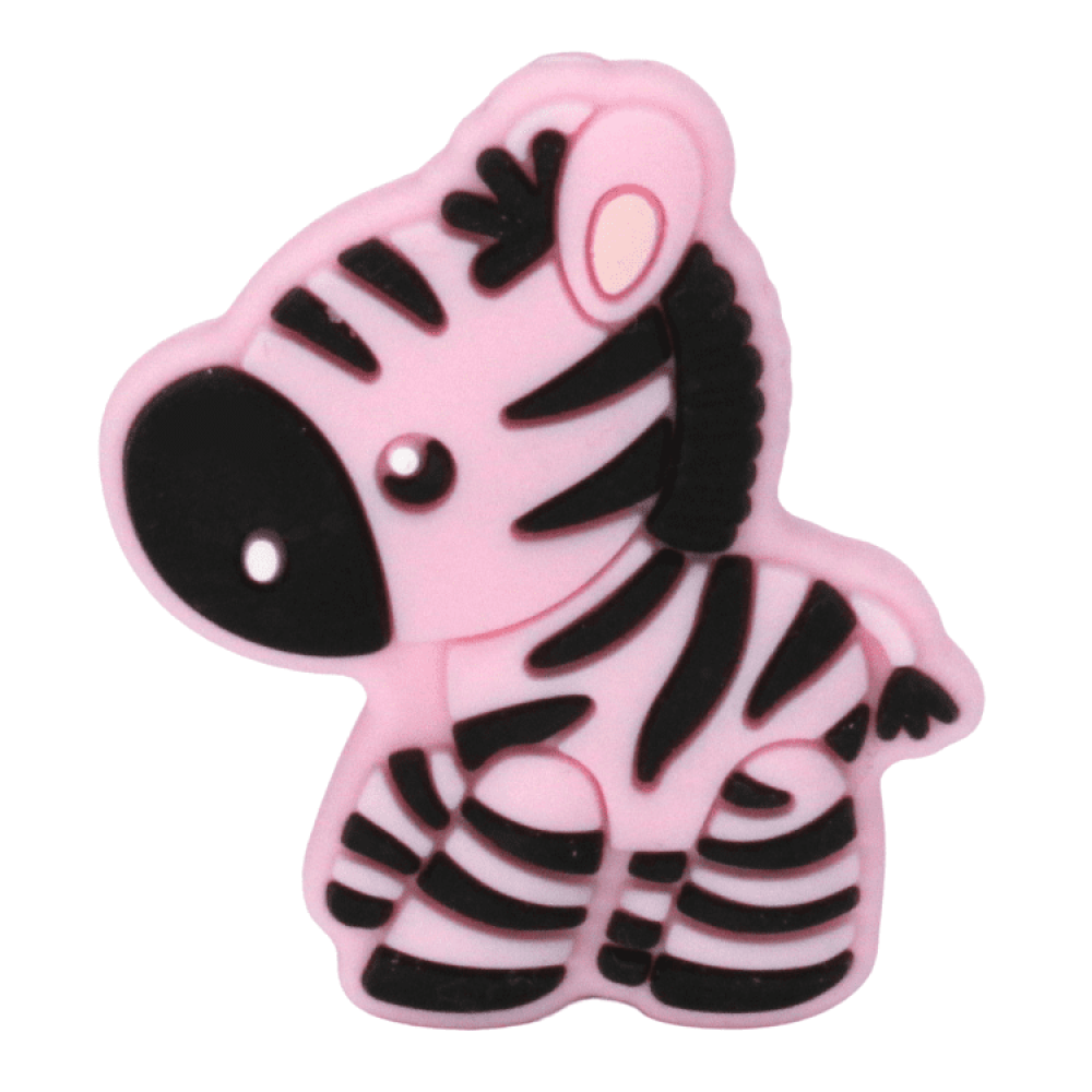 Silikon Motivperle Zebra | Pastellrosa