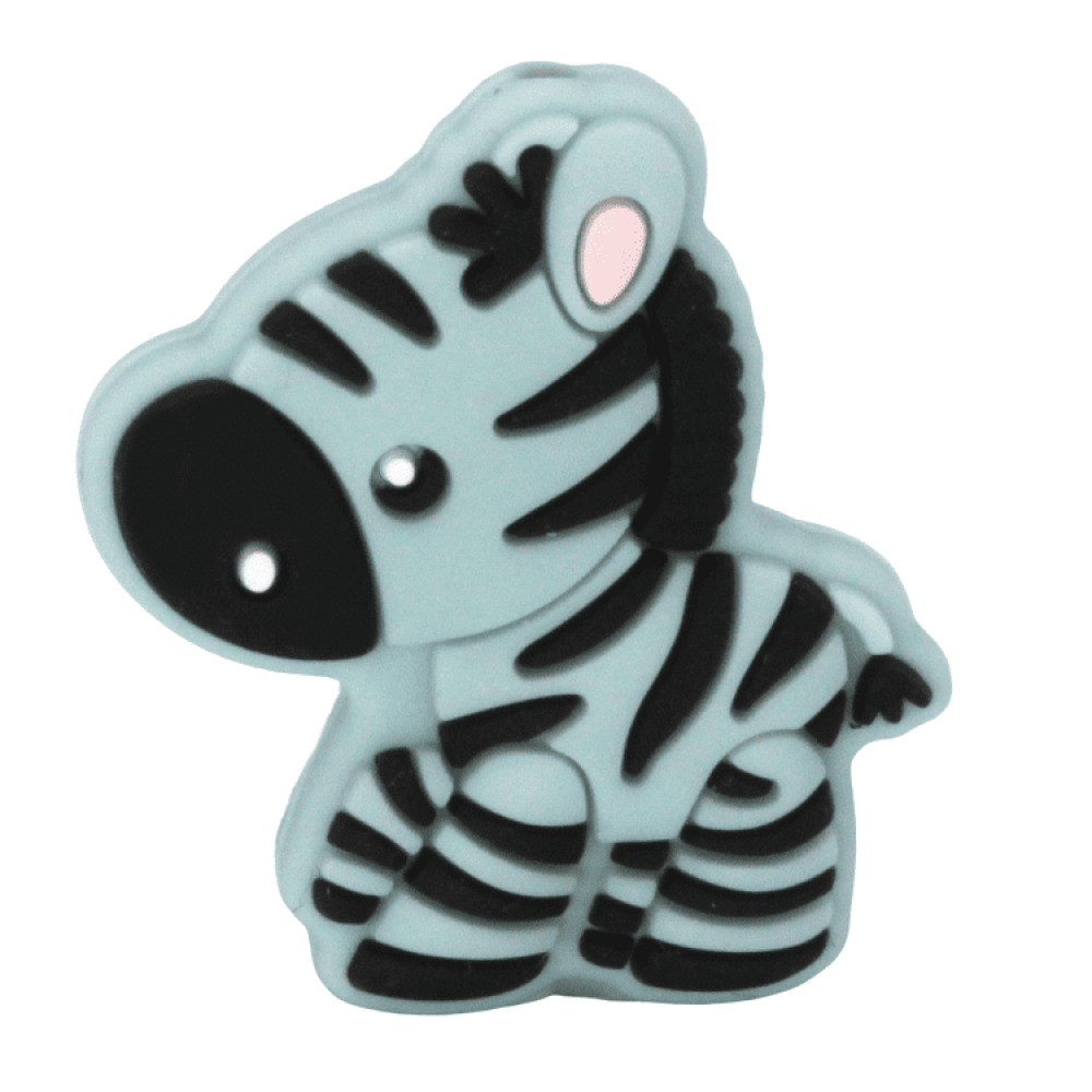 Silikon Motivperle Zebra | Powderblue