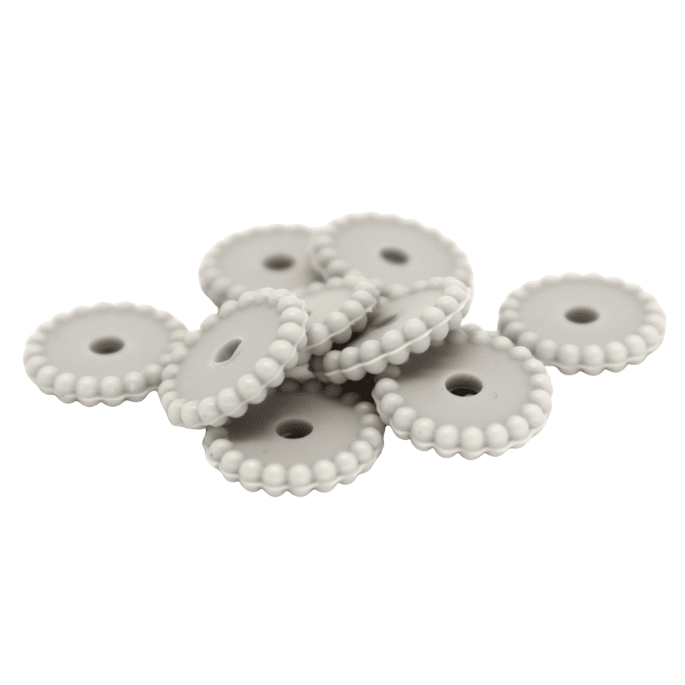 Silikon Scheibenperle 12mm Gepunktet | Hell Grau