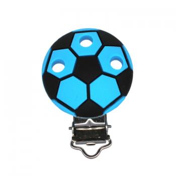 Silikon Schnullerkettenclip Fußball | Sky Blau