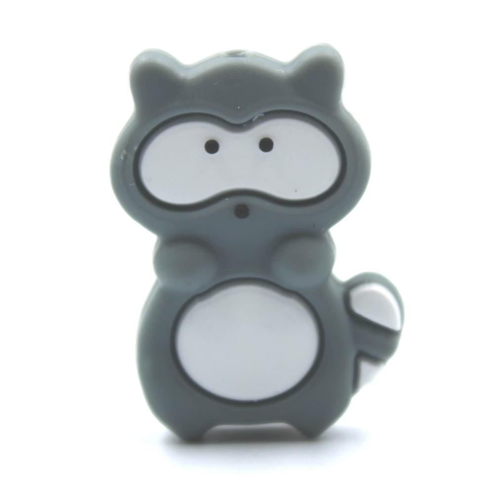 Waschbär Motivperle "Dunkel Grau"