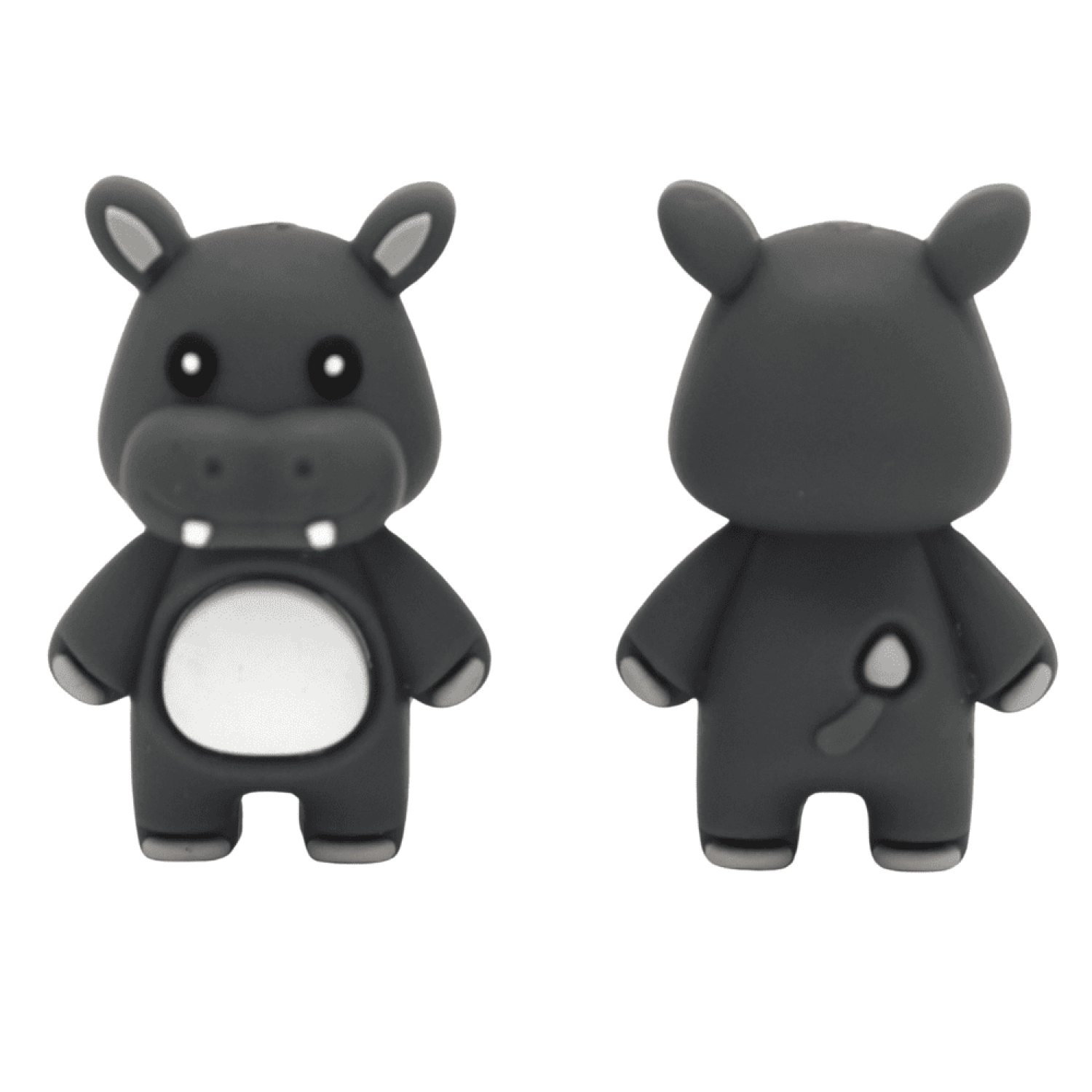 Silikon 3D-Motivperle Nilpferd | Dunkel Grau