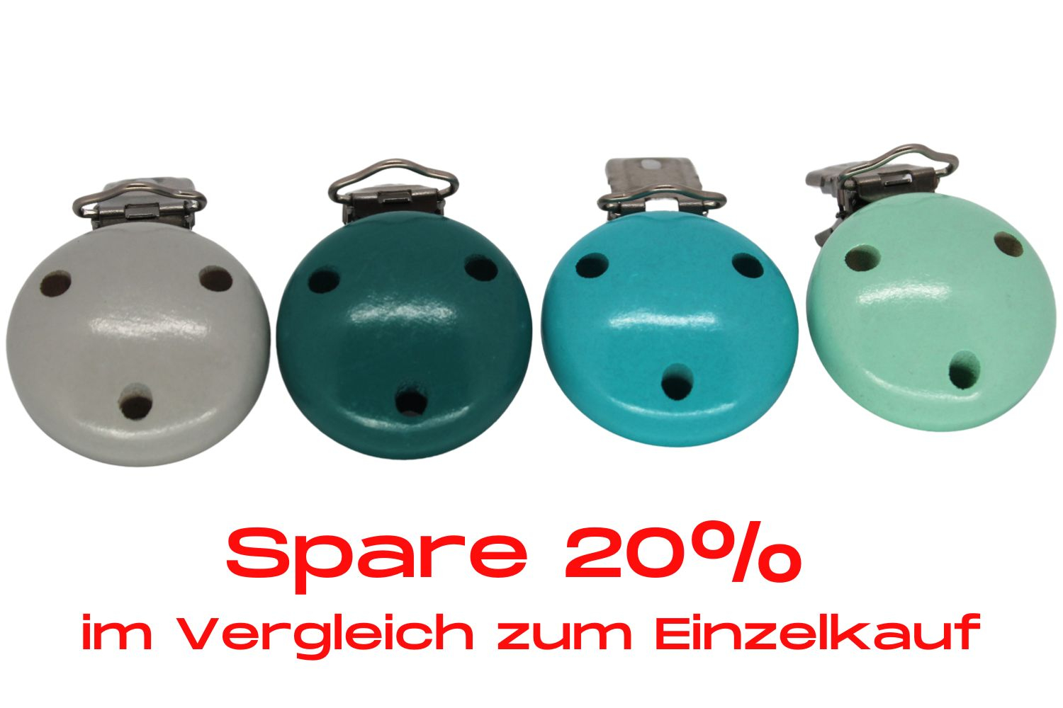 Bundle | Holzclip 35 mm | Helltürkis & Türkis